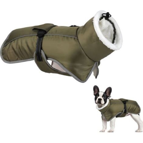 Veste chaude pour chien, taille XL - avec col en fourrure ajustable et doublure polaire douce - réfléchissante, imperméable et confortable - facile à enfiler et à retirer - idéale pour l'hiver
