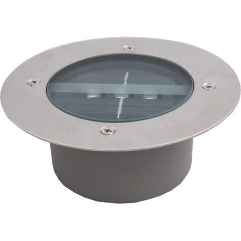 Luci solari da esterno, confezione da 4 faretti a 3 LED, impermeabili IP65, luce decorativa per prato, vialetto, terrazzo, giardino, ingresso (rotonde, bianco freddo)