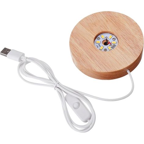 Socle Lumineux LED en Bois Synthétique pour Présentoir Cristal, Alimentation Usb, Design Délicat et Pratique, pour Bureau ou Maison (1/5)