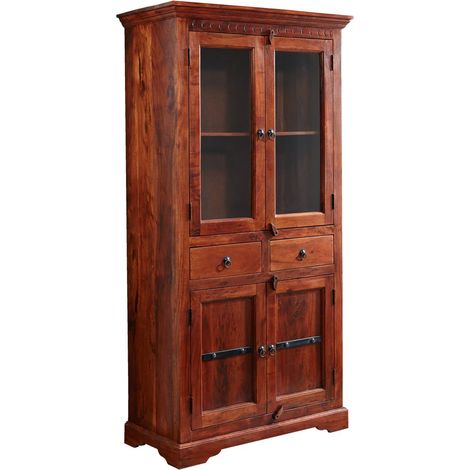 Vitrine 90x44 Acacia laqué Nougat OXFORD 1011