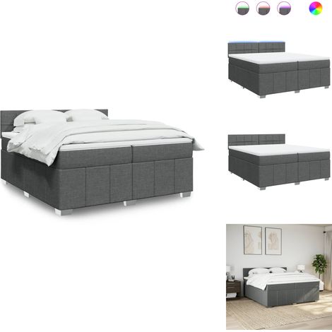 Sommier à lattes de lit avec matelas Gris foncé 200x200cm Tissu - Sommier À Lattes De Lit - Sommiers À Lattes De Lit - Lit - Meuble De Chambre À Coucher (1/5)