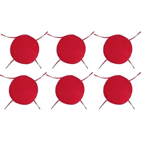 Coussins ronds cousus rouges pour chaises de salle à manger d'intérieur/extérieur Cushs Patio Home, lot de 4, Aespa (1/5)
