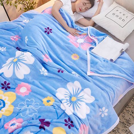 Couverture polaire épaissie 150x200 cm, plaid doux pour canapé, couverture enfant, couverture de sieste, cadeau d'entreprise, motif jardin secret, ourlet bordé. (1/3)