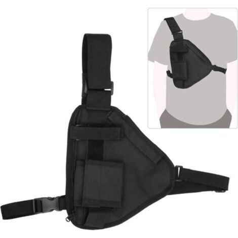 Sac de Talkie-walkie, 10,2x6,69 Pouces Pochette Radio Bidirectionnelle Portable Talkie-walkie Gilet Sac de Poitrine Pochette Noire avec Sangle Réglable Radios Bidirectionnelles Étui de Transport Porte (1/5)