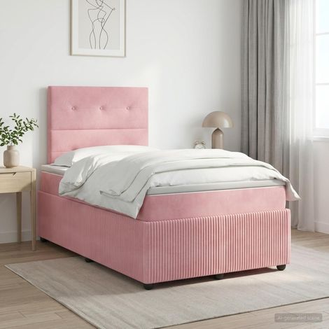 Cama box spring con colchón Rosa 120 x 190 cm Terciopelo (1/5)