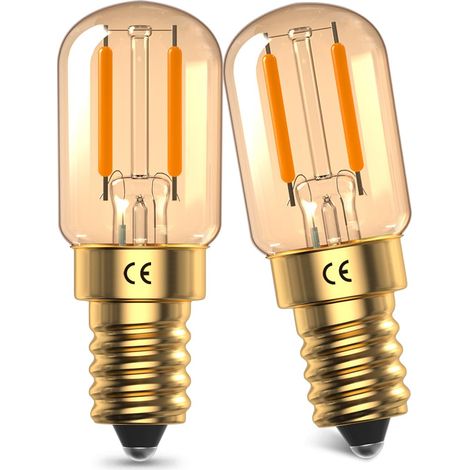 E14 Ampoule LED, 1W Mini Couleur Ambre Verre Ampoule, Lumière Douce Blanc Chaud 2200K, Equivalent 10W-15W, Ampoule à Filament LED E14, Non Dimmable, 95 Lumens, 2 Paquets [Classe énergétique A] (1/5)