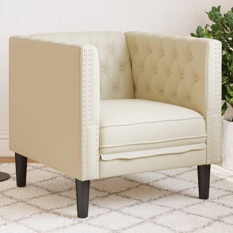Chesterfield Sessel 1-Sitzer Creme Kunstleder mit Knopfheftung und stabilen Beinen (1/5)