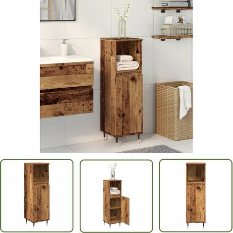 vidaXL Badschrank Altholz-Optik 30x30x100 cm Holzwerkstoff (1/5)