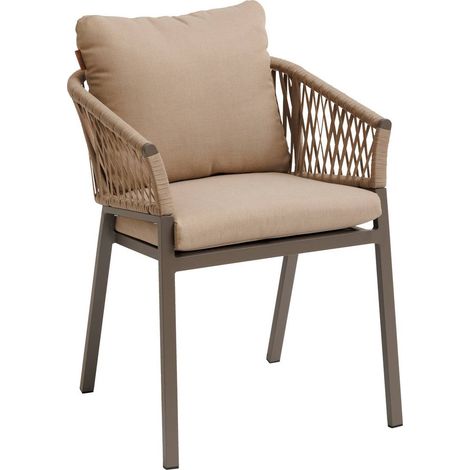 Set di 2 poltrone da giardino oriengo in alluminio e rete intrecciata, miele e pralina - Hespéride
