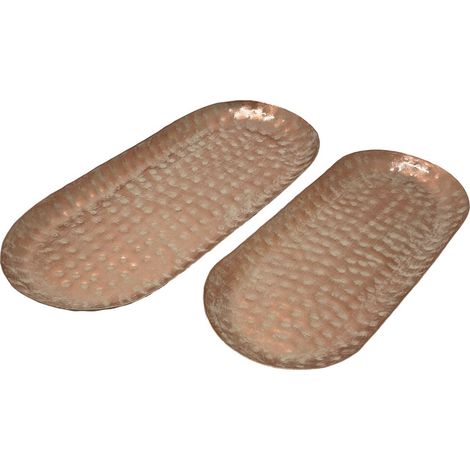 Juego de 2 bandejas ovaladas de metal cobre martillado 34 cm (1/5)