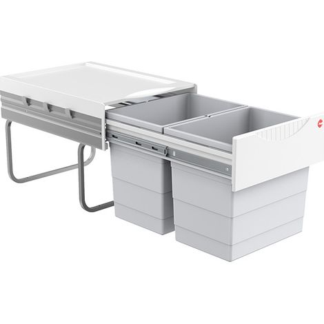 Poubelle de cuisine tri sélectif 2 bacs encastrable 40L – Couvercle fixe anti-odeurs – Installation dans meubles bas 40 cm – Hailo Raumspar (1/5)