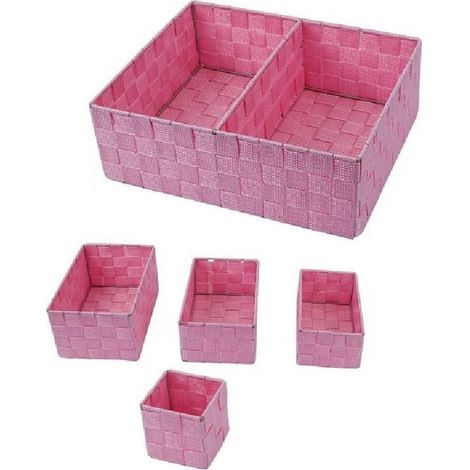 Cleafe - Set Scatole In Tessuto Porta Oggetti Organizer Bagno Armadi Scaffali 79083 Rosa - (1/2)