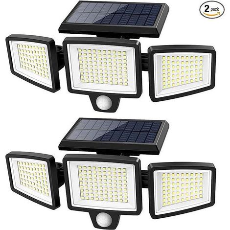 [Lot de 2] Lampes Solaires Extérieures Puissantes - Projecteur Lumière Solaire Extérieure 210LED avec Détecteur de Mouvement, 2500LM, IP65 (1/5)
