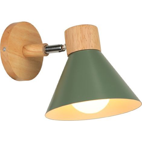 Moderne Wandleuchte für den Innenbereich, E27-Fassung, industriell verstellbar, aus Holz, dekorative Wandleuchte für Schlafzimmer, Wohnzimmer, Flur, Café, Ø 18 cm, Graugrün (1/5)