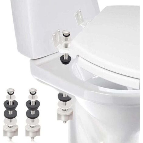 Set mit 2 universellen WC-Sitz-Scharnierbolzen, hochbelastbaren WC-Bolzen, Edelstahl- und Gummidichtungsscheiben mit extra langer Mutter und Sicherungsschraube