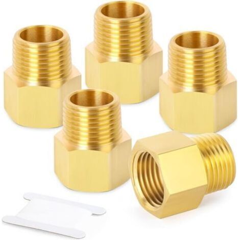 Conector de tubería de latón de 5 piezas, adaptador reductor, tubo macho de 1/4 pulgadas x tubo hembra de 1/2 pulgada (1/5)