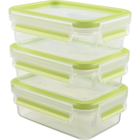 Emsa Contenitore ermetico Clip & Close 3 pezzi verde trasparente (1/5)