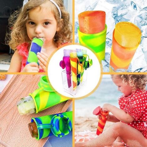 Moules À Glace - Silicone Alimentaire - Réutilisables - Pour Sorbets Yaourts Et Glaces À L Eau - Lot De 6 - 20 Cm (1/4)