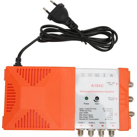 Répartiteur d'antenne 4 sorties professionnel A104C, amplificateur à faible bruit et gain élevé avec filtre LTE, prise EU 230V (1/5)