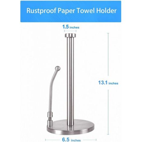 Porte-rouleau de papier essuie-tout en acier inoxydable, distributeur de rouleaux pour comptoir de cuisine (argent) (1/4)
