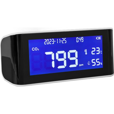 Détecteur de dioxyde de carbone pour la maison et le bureau, moniteur de qualité de l'air portable, capteur de CO2, de température et d'humidité (1/5)