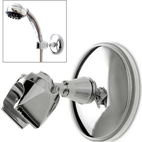 Support de douche à ventouse, fixation murale, ventouse pour douchette à main réglable, chromé, avec support de douche pivotant à 360° pour douchette à main (1/4)