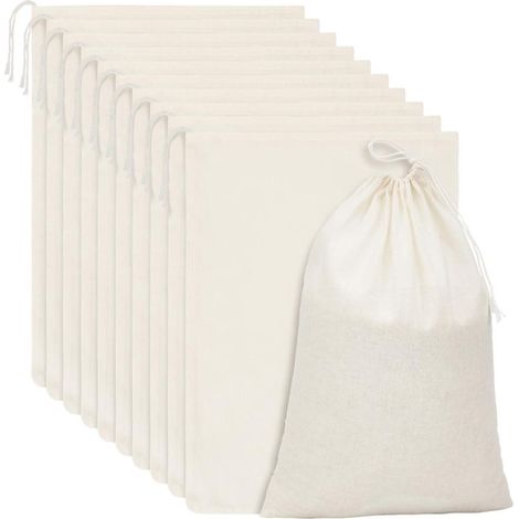 sacs de rangement en lin, coton, avec cordon de serrage, (15 pcs)