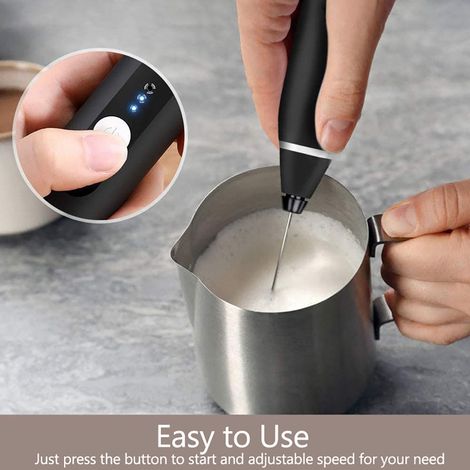 Mousseur à lait mini mixeur électrique portable rechargeable par USB, idéal pour cappuccino, latte, matcha et chocolat chaud. Parfait pour les cappuccinos, lattes et chocolats chauds. (1/5)