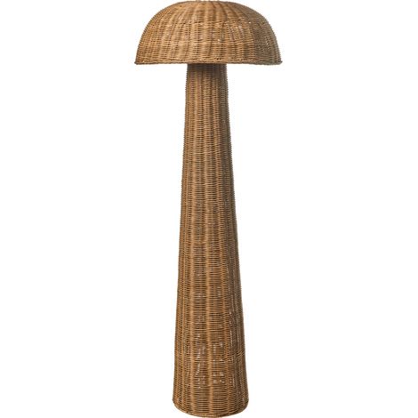 Lámpara de pie boho con pantalla de ratán y base de mimbre para salón y dormitorio marrón Alero