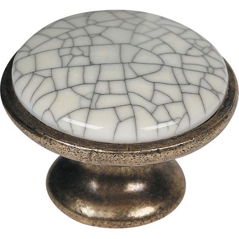 Bouton zamac - Décor : Vieux laiton / Craquelé - Diamètre : 29 mm - Hauteur : 22 mm - Matériau : Métal - FOSUN