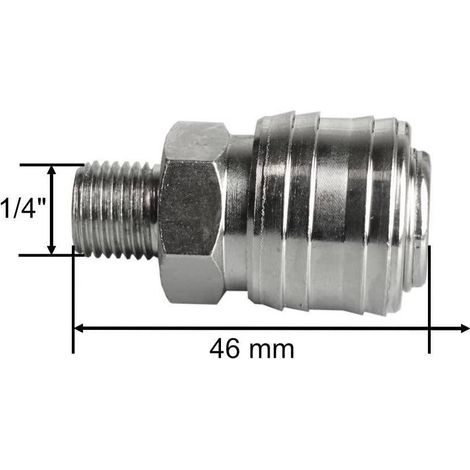 Raccord Rapide Air 1/4 po Femelle Automatique Universel - Laiton - 0,095 kg - Étanche et Durable - D-Work (1/2)