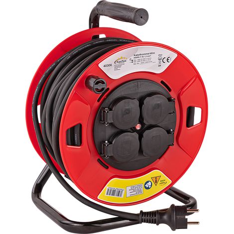 Kestek Kabelrolle Außen Kabeltrommel 40 Meter 4 Steckdosen H05RR-F 3G1,5mm² IP44 (1/4)