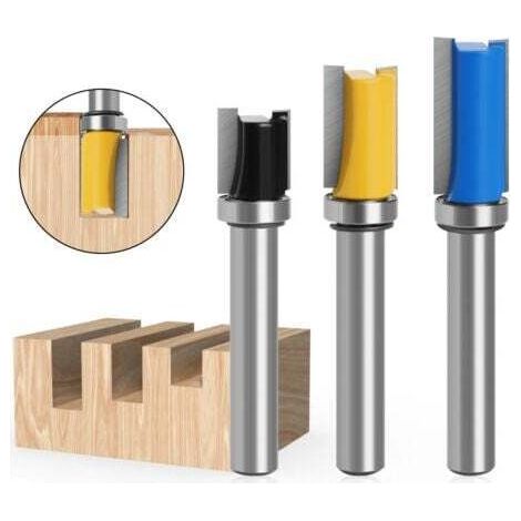 3pcs 8mm Tige Flush Garniture Routeur Bit Avec Bas Roulement Fraise à Copier Fraise Pour Menuiserie-Lame de Coupe 13mm, 20mm, 25mm (1/5)
