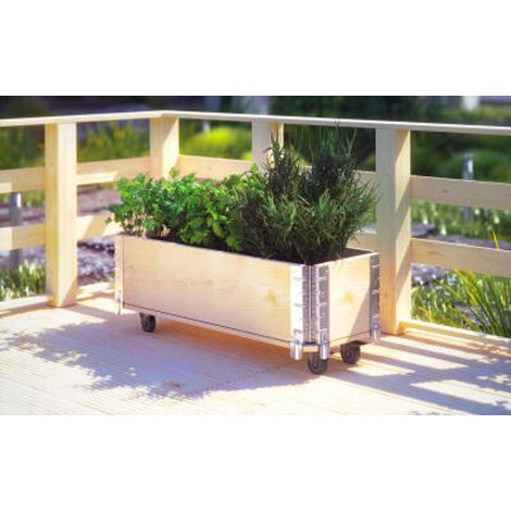 Kräuterbox Holz Rollen Pflanzen Blumen Topf Anzucht Balkon Gemüse Garten Beete (1/3)