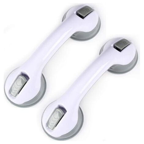 2PCS Ventouse de Poignée Douche.Poignée de Baignoire en Plastique (Aucun Perage Requis).Pour Salles de Bain.Enfants et Personnes Handicapées GROOFOO (Gris Clair) (1/5)