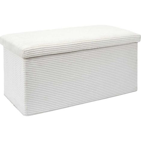 AMORY - Banc Coffre Pliable Côtelé Beige 76x38 cm (1/5)