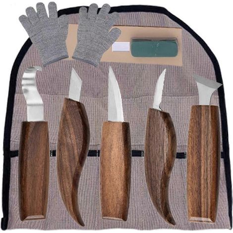 Ensemble de 10 ciseaux à bois pour la sculpture sur bois, outils de sculpture manuelle à faire soi-même (voir photo) (1/5)