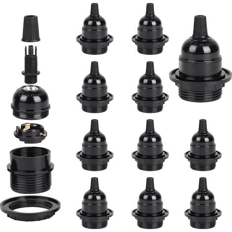 12 portalámparas de rosca E27 (250 V, 4 A) de baquelita con clip para cable