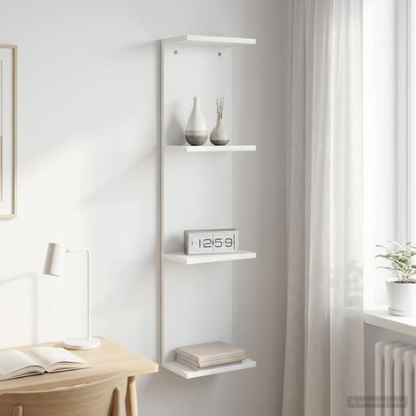 vidaXL Étagère Murale Blanc 25 x 15 x 100 cm Bois d'ingénierie (1/5)