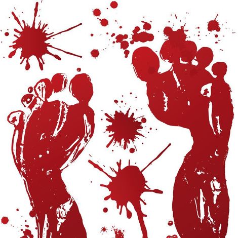 Stickers muraux d'Halloween : empreintes de mains et de pieds ensanglantées, pour vitrines, portes, maisons hantées, bars, décorations de farces, stickers muraux d'horreur - SK31005 -