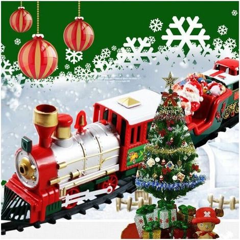 Train Noël pièce maîtresse sapin – Lumières, sons réalistes – Décoration table – Pour fête (1/4)