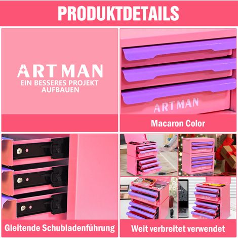 Schubladenaufbewahrung aus Stahl, 5 Schubladen, rosa und violett HAVRYA (1/5)