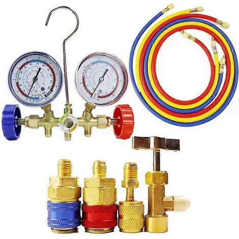 Outil de climatisation pour fréon R134A, R12 et R22 : manomètre de pression de réfrigérant (1/5)