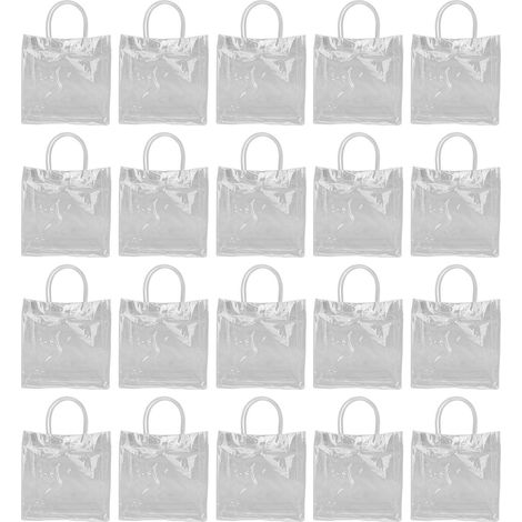 20 sacs cadeaux transparents PVC 20x20x8 cm, grands sacs polyvalents pour fleurs, bonbons et cadeaux, emballage pratique et réutilisable (1/5)