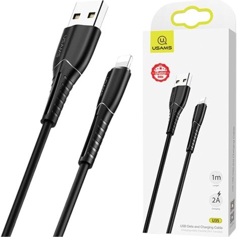 Câble Usams U35 Lightning 2A Charge rapide 1 m noir/noir SJ364USB01 (US-SJ364) (1/5)