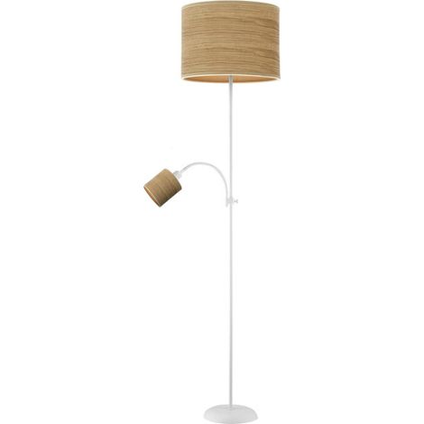 FABRILAMP Boden FABRILAMP Wohnzimmer Armonia 1xe27 1xe14 Weiß-weißes Holz/helles Holz/Lesegerät 155x40x40 Cm
