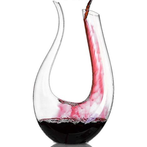 U-förmige Weinkaraffe aus Kristallglas (1,5 Liter), bleifrei, Rotweinkaraffe, klimatisierte Weinflasche mit Karaffe, Karaffe (1/4)