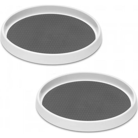 Plateau tournant de rangement blanc cassé 30 x 30 x 4,5 cm, 2 pièces, pour armoire, rangement, salle de bain, réfrigérateur, cuisine (1/5)