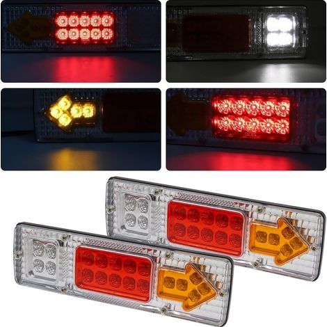 Feux arrière LED 131 LED super lumineux 12-24 V étanches clignotants feux de freinage universels pour véhicules agricoles, tracteurs, remorques, camping-cars, camping-cars.