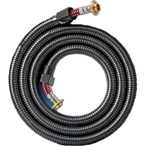 (Noir, 1,5 m) Flexible de douche en acier inoxydable antidéflagrant à trois couches
